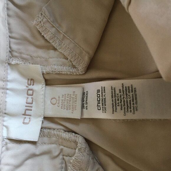 Chico's Crop Foldable Ankle Pants Womens Size 0 US Size‎ S 4 Khaki Beige - Picture 3 of 8